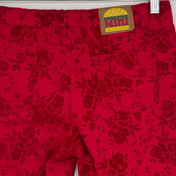 Mini Harajuku for Target Girls Red Pant Velvet Floral Jeans Size XL 14/16 - Picture 4 of 8